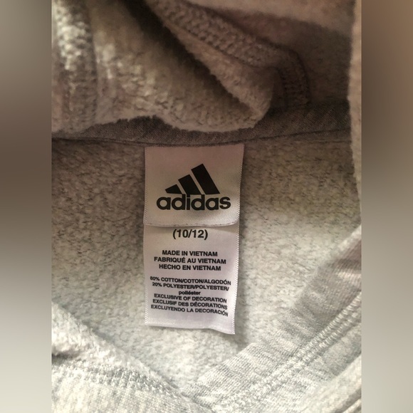 Adidas Kids Hoodie Cotton Sweater Gray Pullback Long Sleeve Size M 10/12 - Picture 7 of 8